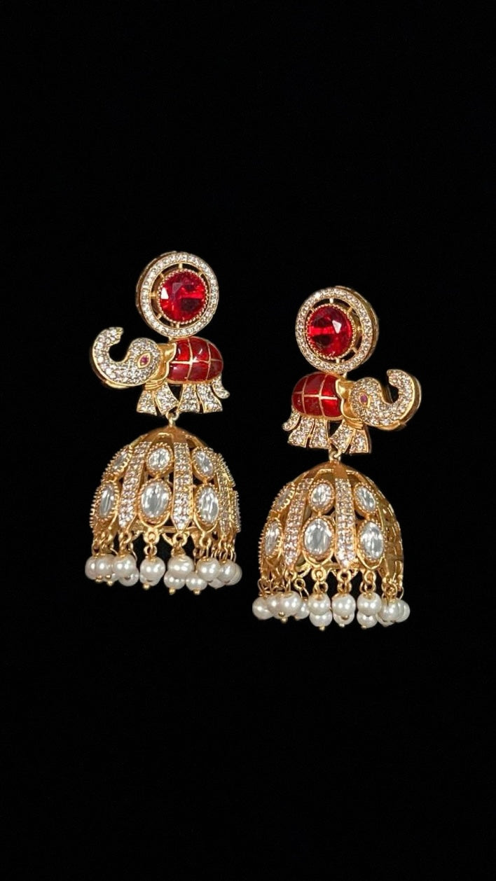 Elephant Royal Jadau Earrings – Majestic Heritage in Every Detail