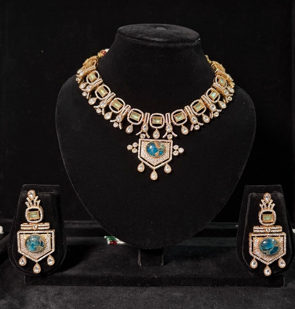 Doublet Teal Monzonite Necklace – Cool Elegance with Natural Charm