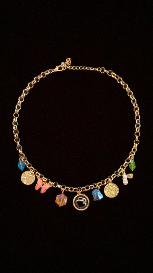 Channel charm necklace