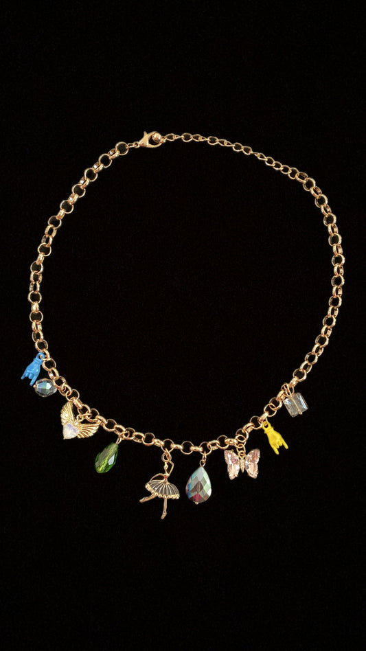 Dancing doll charm necklace