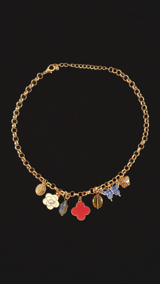 Red jade charm necklace