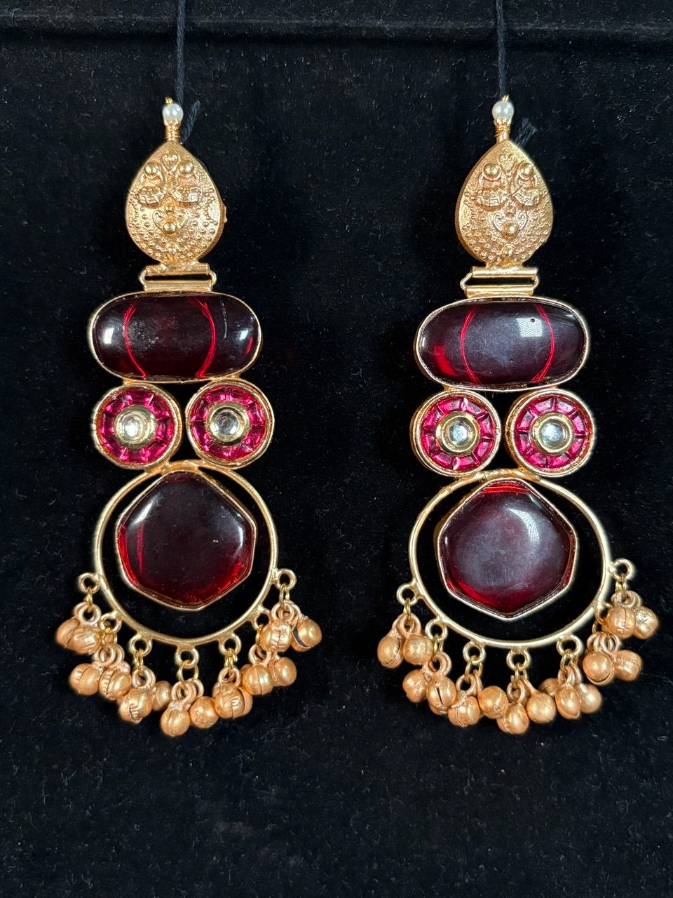 Red Stud Ghungroo Earrings – Bold Elegance with a Traditional Twist