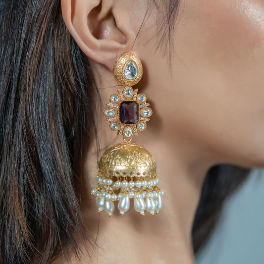Purple Polki Jumkhas – Regal Glamour with a Royal Hue