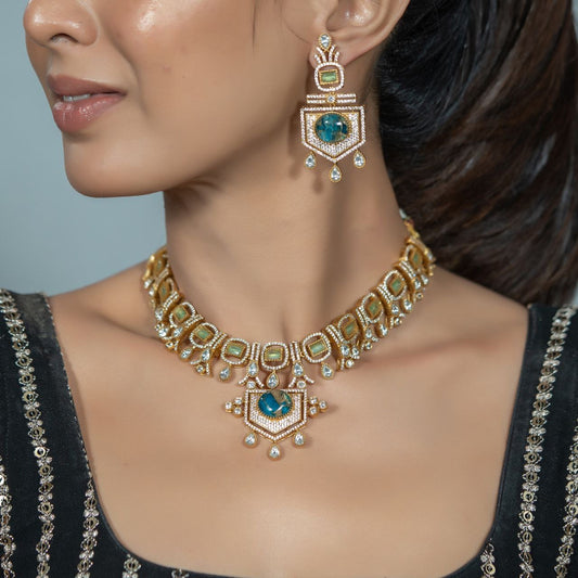 Doublet Teal Monzonite Necklace – Cool Elegance with Natural Charm