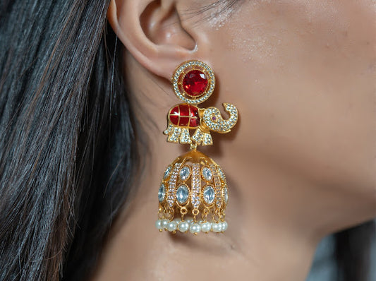 Elephant Royal Jadau Earrings – Majestic Heritage in Every Detail