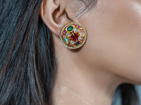 Navrang Studs – A Symphony of Colors and Elegance