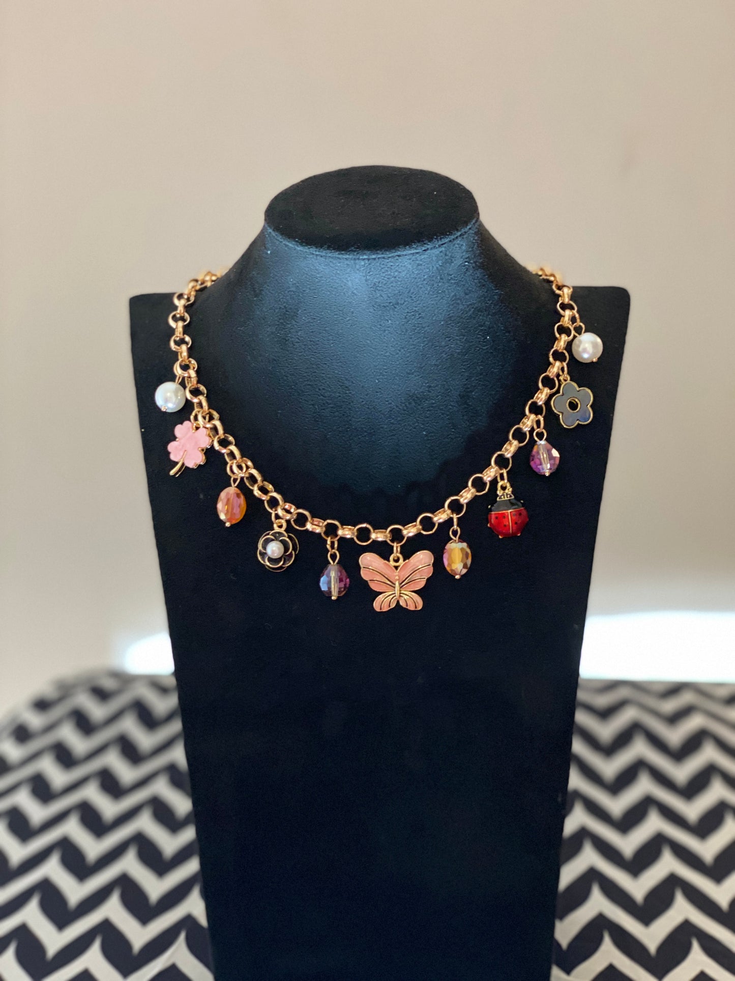 Lady bug charm necklace